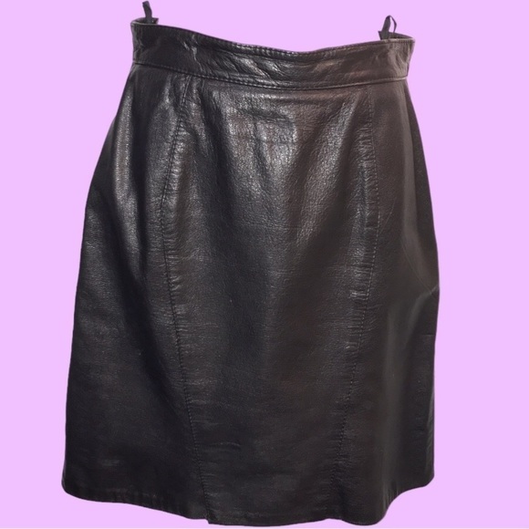 Vintage Pelican Cove From Bootlegger Authentic Black Leather Skirt - Picture 1 of 10